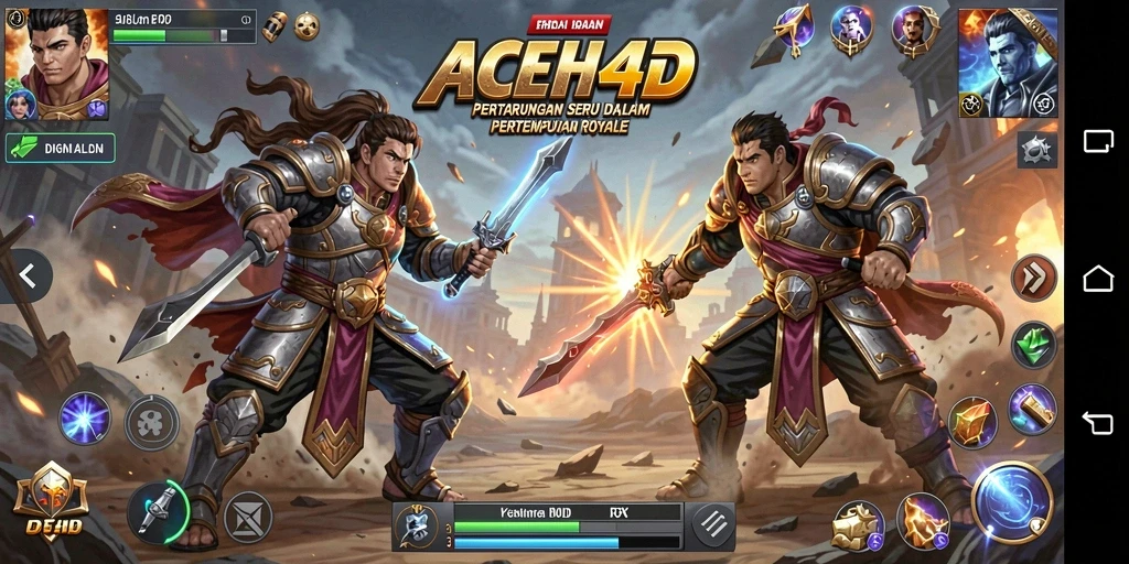 Tampilan gameplay menegangkan di ACEH4D dengan logo Battle Royale.