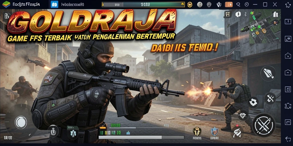 GOLDRAJA - Tampilan gameplay menegangkan dalam pertempuran FPS yang seru.