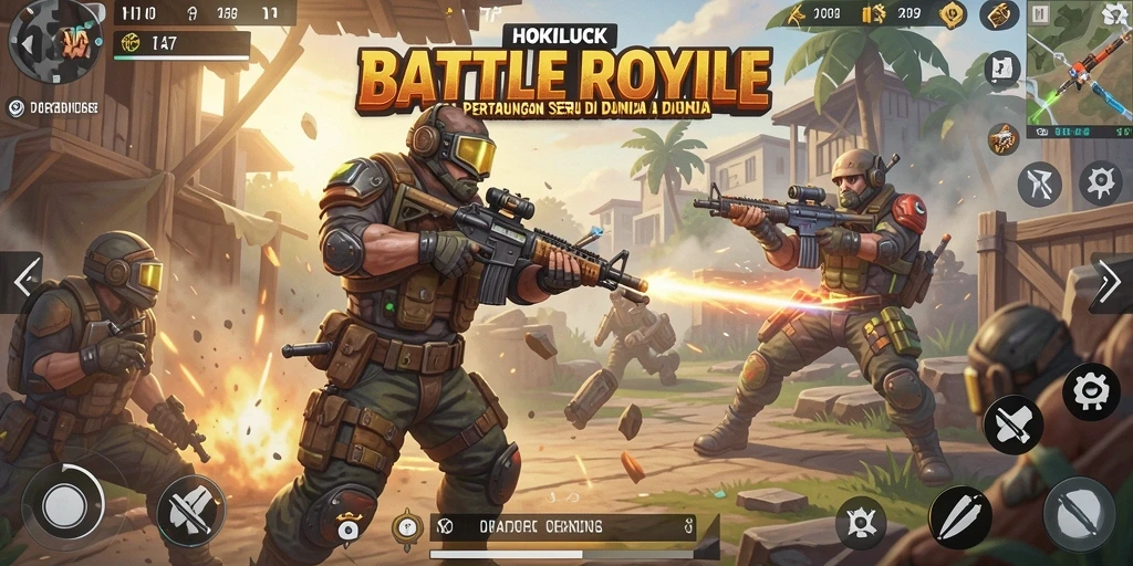 Gameplay seru HOKILUCK dalam suasana Battle Royale yang mendebarkan.