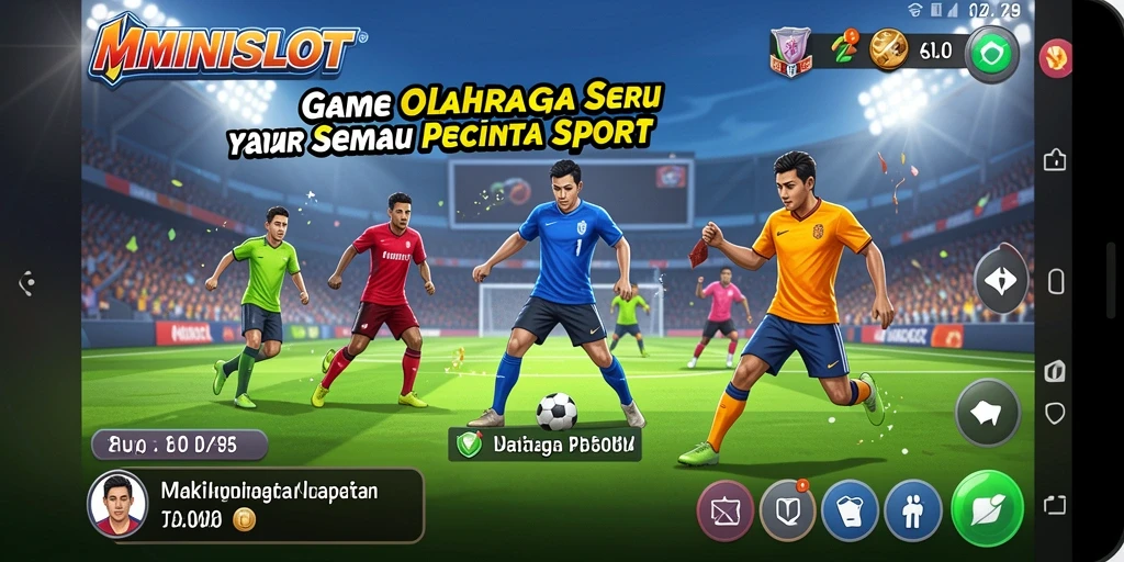 Tampilan gameplay seru dari MINISLOT yang menampilkan aksi olahraga.