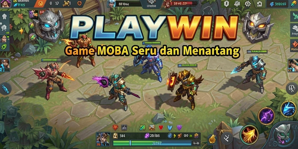 Screenshot gameplay PLAYWIN menampilkan aksi seru dalam permainan MOBA.