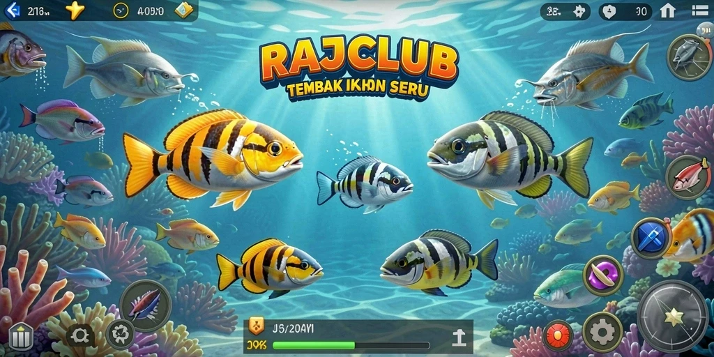 Tampilan menarik dari gameplay Tembak Ikan RAJACLUB.