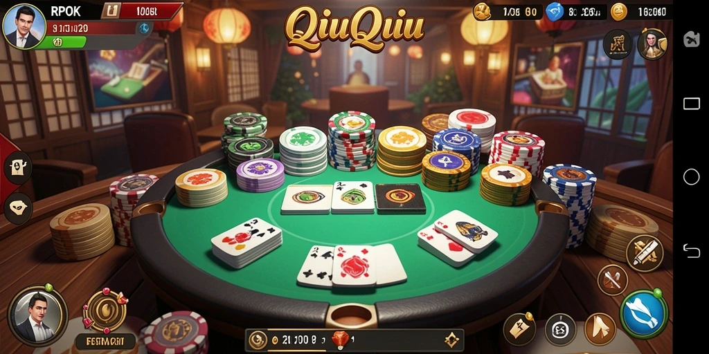 Screenshot permainan RPOK memperlihatkan aksi seru saat bermain QiuQiu.