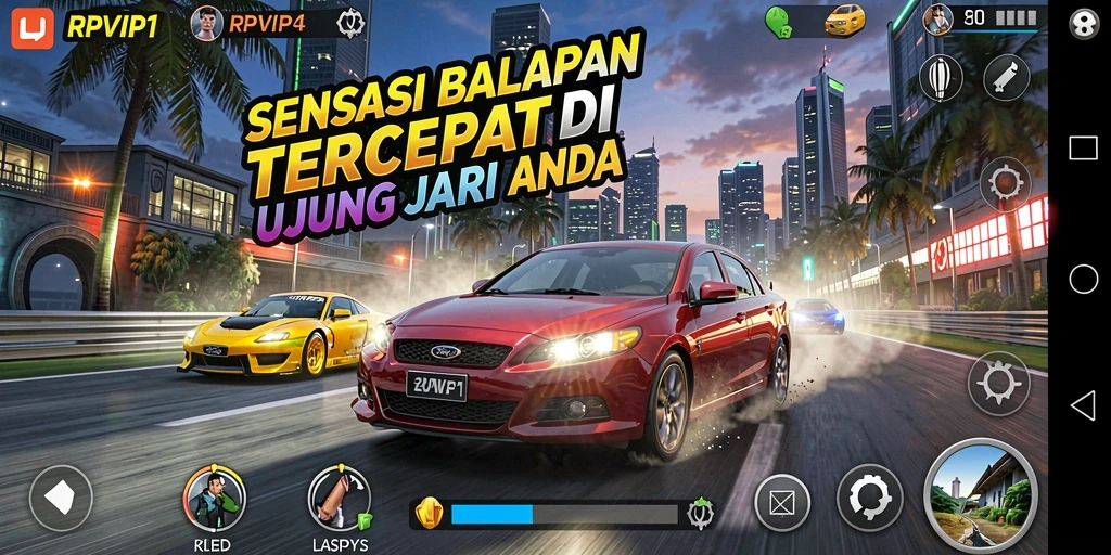 Tampilan aksi balapan mendebarkan dalam gameplay RPVIP1.