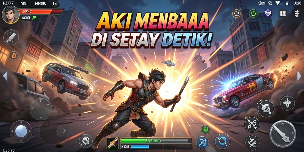 Screenshot gameplay RR777 memperlihatkan aksi mendebarkan yang intens.